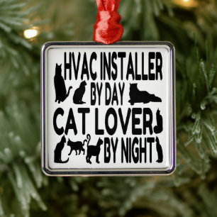 HVAC Installer Cat Lover Metal Ornament