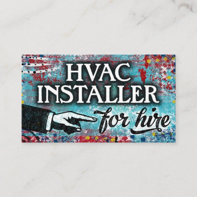 HVAC Installer For Hire Business Cards - Blue Red (Front)