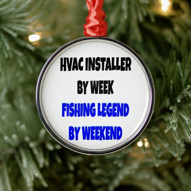 HVAC Installer Loves Fishing Metal Ornament (Tree)
