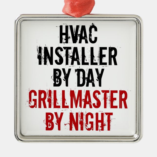 HVAC Installer Loves Grilling Metal Ornament (Front)