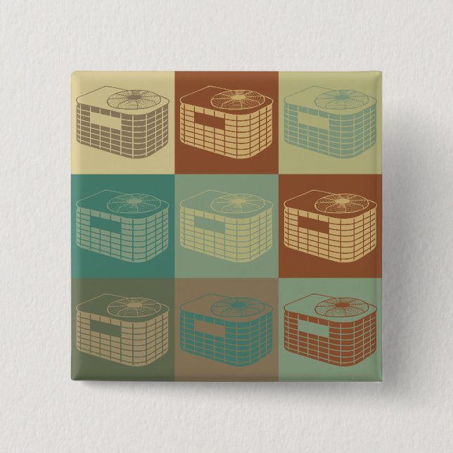 HVAC Pop Art Pinback Button (Front)