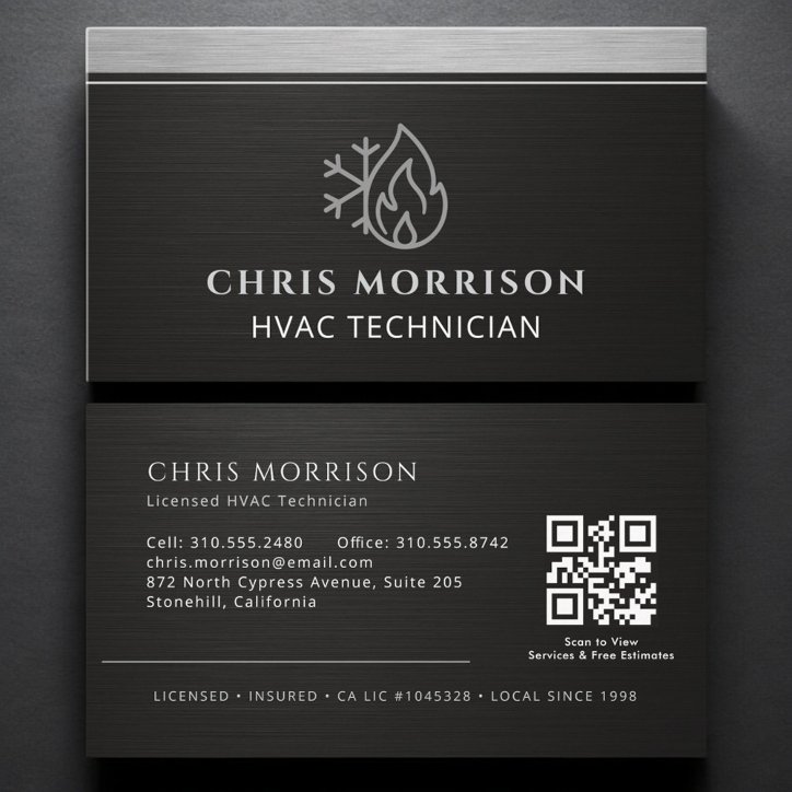 Hvac QR Code Heating Cooling Specialist Business Card