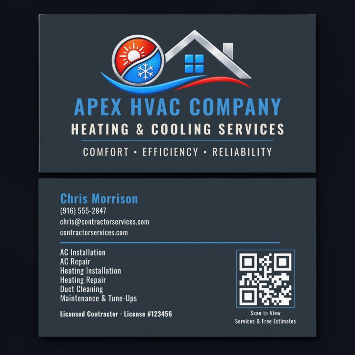 Hvac QR Code Professional Services Business Card
