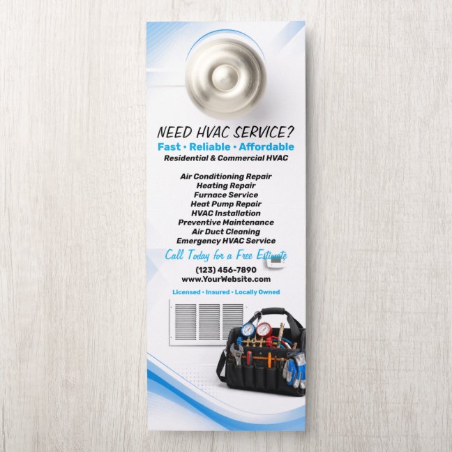 HVAC Repair Heating Cooling Service Door Hanger