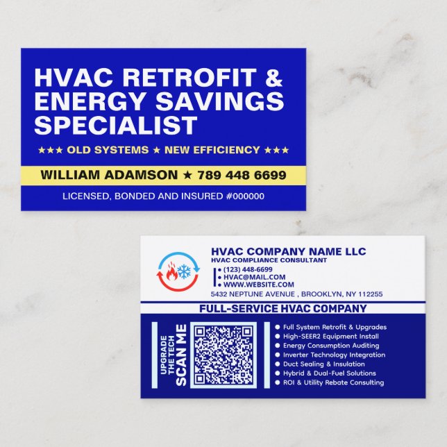 HVAC Retrofit & Energy Efficiency Services | Pro Business Card (Front/Back)