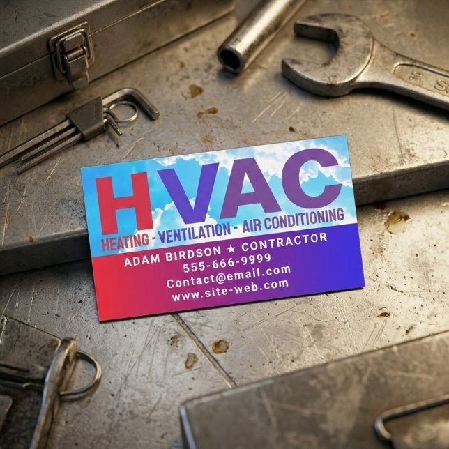 HVAC Service (Heating, Cooling, Air Conditioning) Business Card Magnet (HVAC business card magnets, air conditioning service magnet, heating repair business cards)
