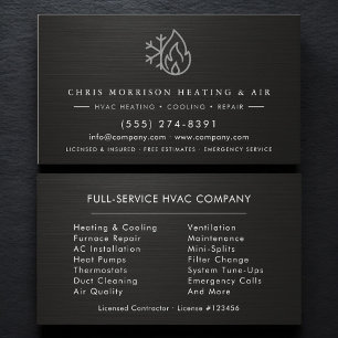 HVAC Services Company Metallic Industrial Business Card