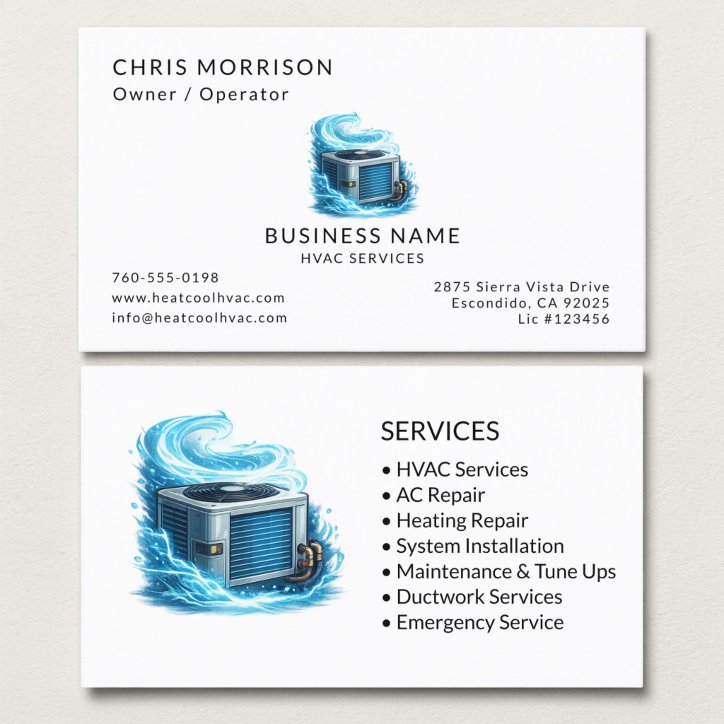 Hvac Services Professional Business Card