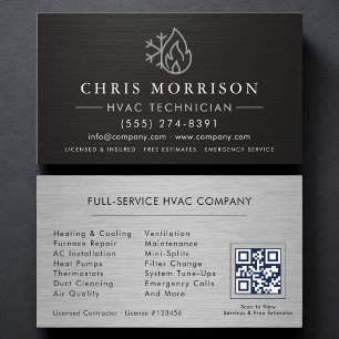 HVAC Services QR Code Black Business Card