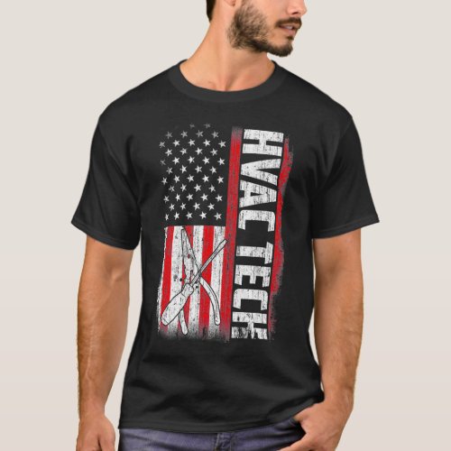 Hvac Tech American Flag Funny Quotes Sayings  T_Shirt