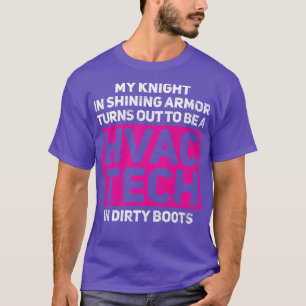 HVAC Tech Girlfriend Wife Distressed T-Shirt