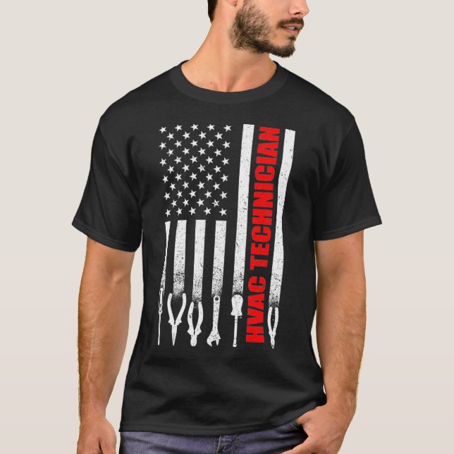 HVAC Technician american flag HVAC  T-Shirt (Front)