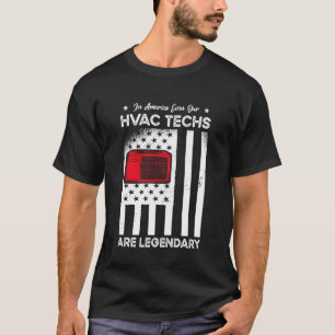 HVAC Technician American USA Flag Fun Mechanics In T-Shirt