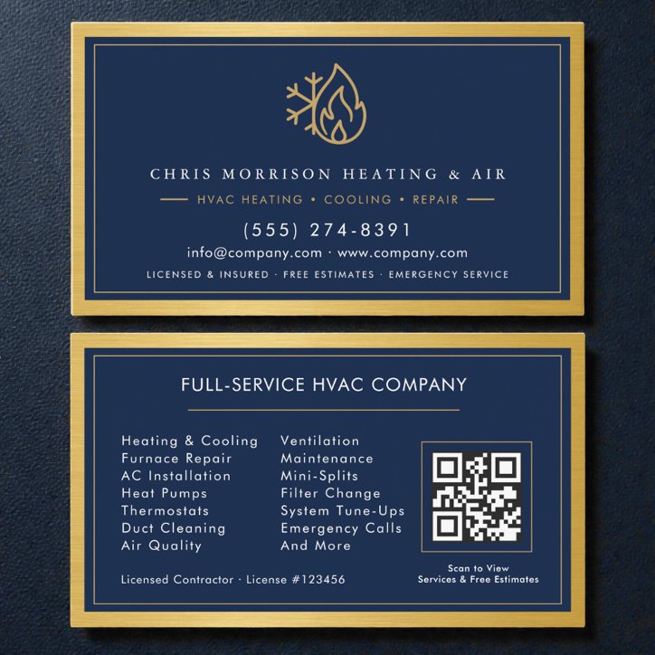 Hvac Technician Company QR Code Business Card
