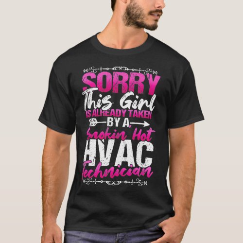 HVAC Technician Gifts Wife Design On Back Of Cloth T_Shirt