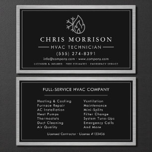 HVAC Technician Industrial Metallic Business Card