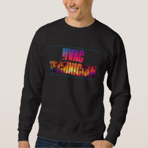 Hvac Technician Job Title Profession Sunset Retro  Sweatshirt