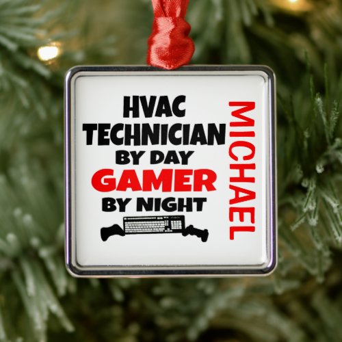 HVAC Technician Loves Playing Video Games Metal Ornament