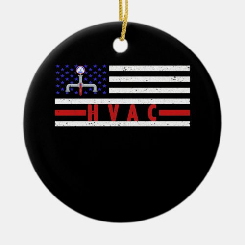 HVAC Technician Men American Flag USA Vintage Ceramic Ornament