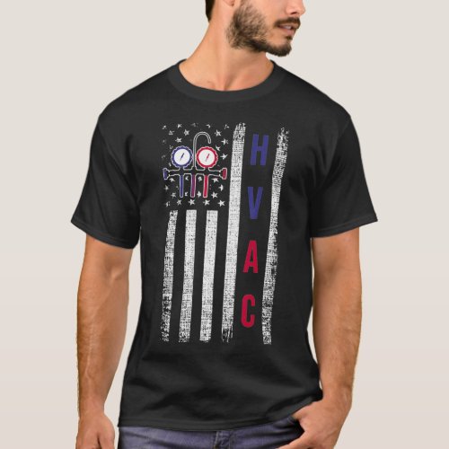 HVAC Technician Men American Flag USA Vintage Gift T_Shirt
