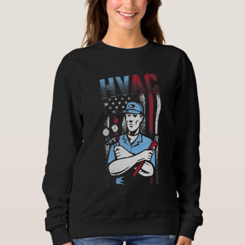 Hvac Technician Men American Flag Usa Vintage Sweatshirt