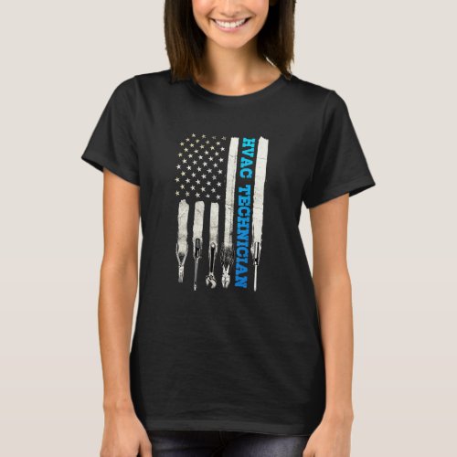 Hvac Technician Patriotic American Flag Tech Tools T_Shirt