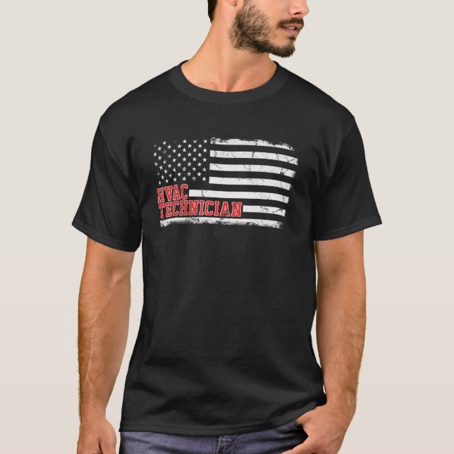 Hvac Technician Us American Flag Hvac Tech T-Shirt (Front)