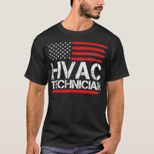 HVAC Technician USA American Flag  T-Shirt