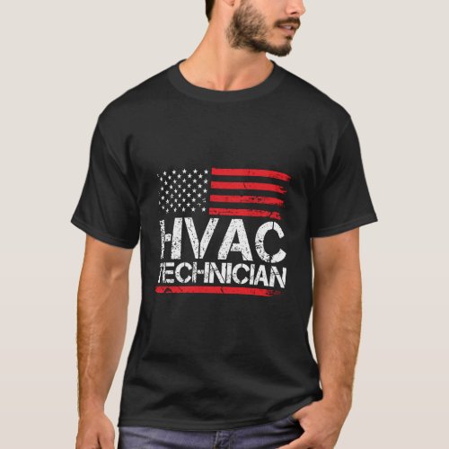 Hvac Technician Usa American Flag T_Shirt