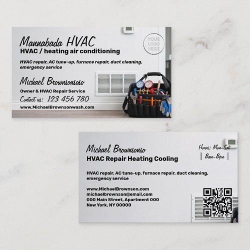 HVAC Tool Bag Gauges Vent Photo qr code Business Card
