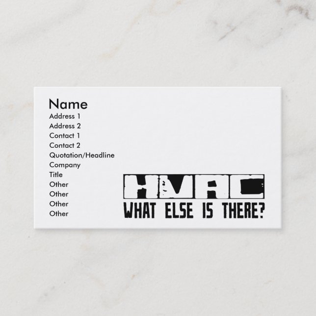 HVAC What Else Is There? Business Card (Front)