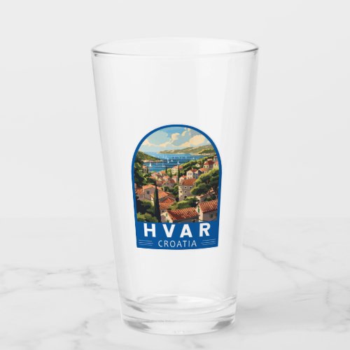 Hvar Croatia Travel Art Vintage Glass