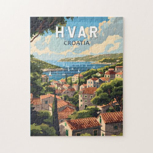 Hvar Croatia Travel Art Vintage Jigsaw Puzzle