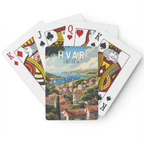 Hvar Croatia Travel Art Vintage Poker Cards