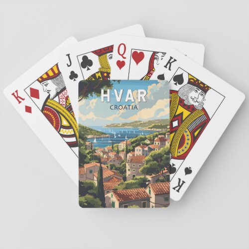 Hvar Croatia Travel Art Vintage Poker Cards