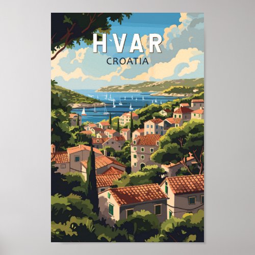 Hvar Croatia Travel Art Vintage Poster