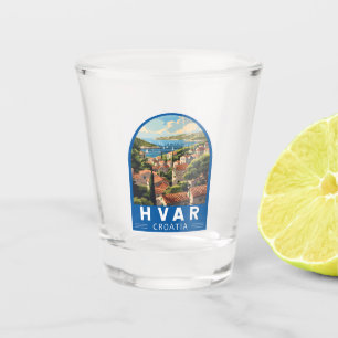 Hvar Croatia Travel Art Vintage Shot Glass