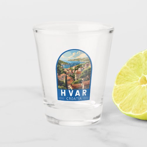 Hvar Croatia Travel Art Vintage Shot Glass