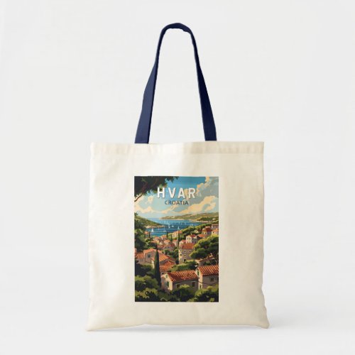 Hvar Croatia Travel Art Vintage Tote Bag