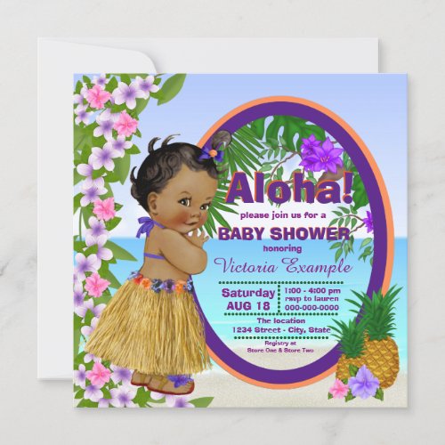 Hwaiian Tropical Luau Hula Baby Shower Invitation