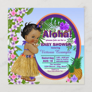 Hwaiian Tropical Luau Hula Baby Shower Invitation