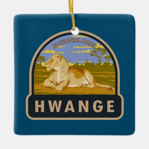 Hwange National Park Zimbabwe Travel Art Vintage Ceramic Ornament