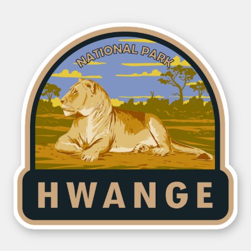 Hwange National Park Zimbabwe Travel Art Vintage Sticker