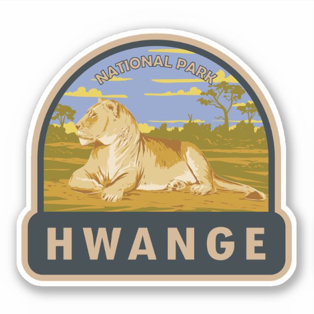 Hwange National Park Zimbabwe Travel Art Vintage Sticker (Front)