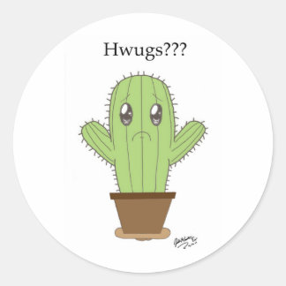 "Hwugs???" Cactus Classic Round Sticker