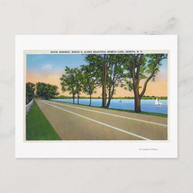 Hwy Route 5 View of Seneca Lake Postcard (Front)