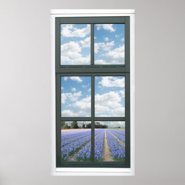 Hyacinth Flowers Spring Faux Window View Poster (Front)