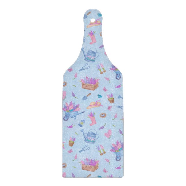 Hyacinth Garden Floral Blue Cutting Board (Front)