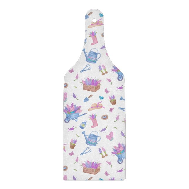 Hyacinth Garden Floral White Cutting Board (Front)