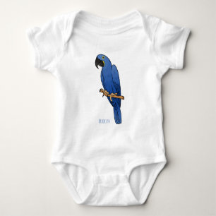 Hyacinth macaw bird cartoon illustration  baby bodysuit